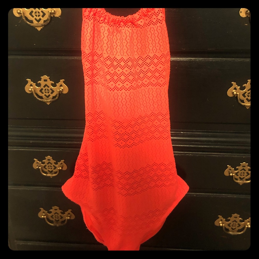 Orange mess one pc swimsuit worn once